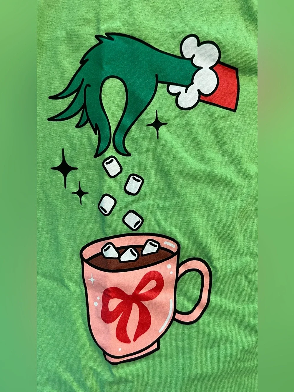 Gildan Neon Green Short Sleeve Tee with Holiday Cocoa Graphic